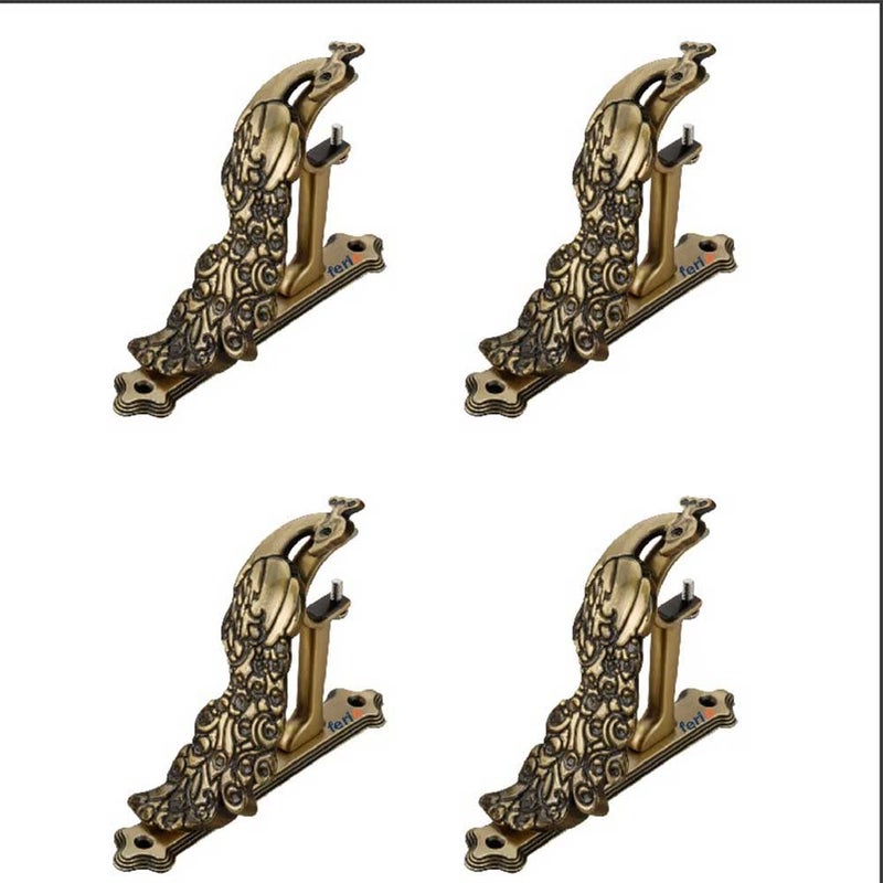 FERIO Styles Zinc Peacock Curtain Brackets/Holder for Door and Window 1 Inch Rod Brass Antique Set of 4 Pcs - Image 5
