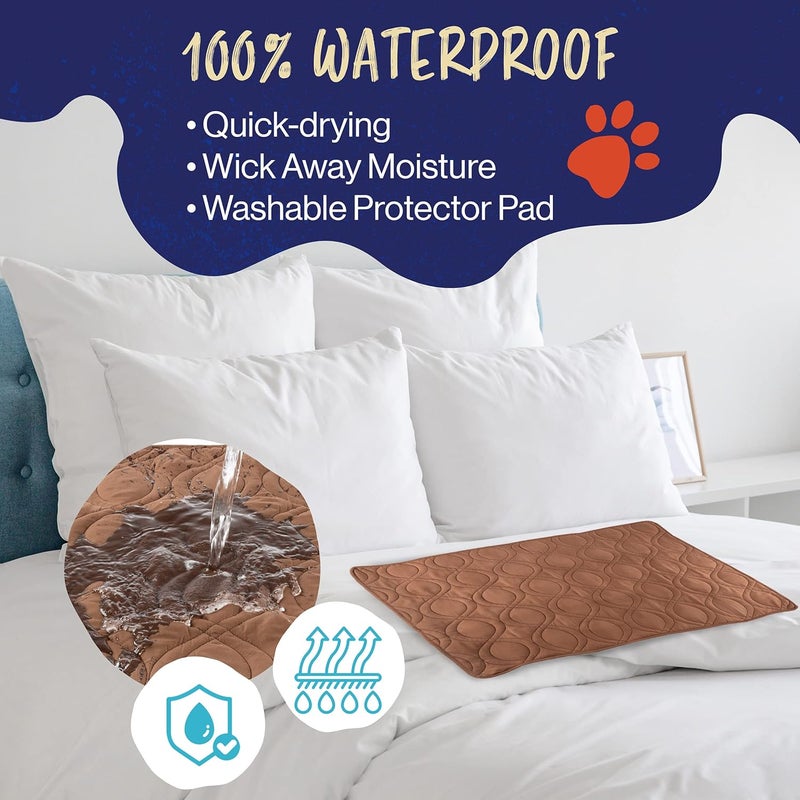 PETMAKER Waterproof Pet Mat - 36x28 Partial Couch Covers for Dogs, Cats, or Kids - Quilted Non-Slip Furniture Protector Pad (Brown) - Image 2