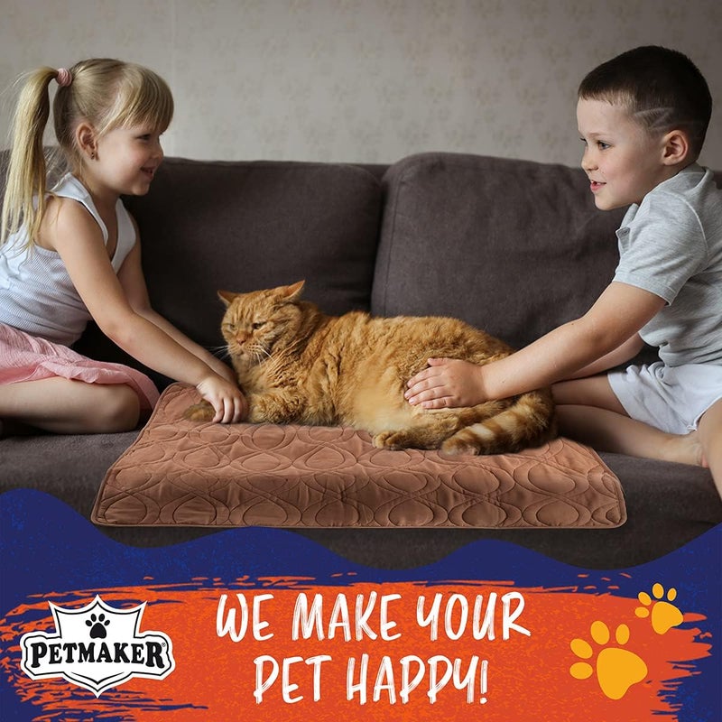 PETMAKER Waterproof Pet Mat - 36x28 Partial Couch Covers for Dogs, Cats, or Kids - Quilted Non-Slip Furniture Protector Pad (Brown) - Image 5