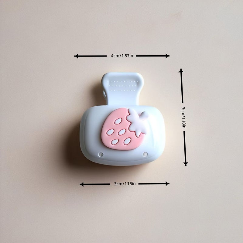 2pcs Cute Strawberry Toothbrush Holder Travel Containers White Pink Design Style Suitable For Home Bathroom Dorm Hotel Studio Convenient To Carry - Image 3