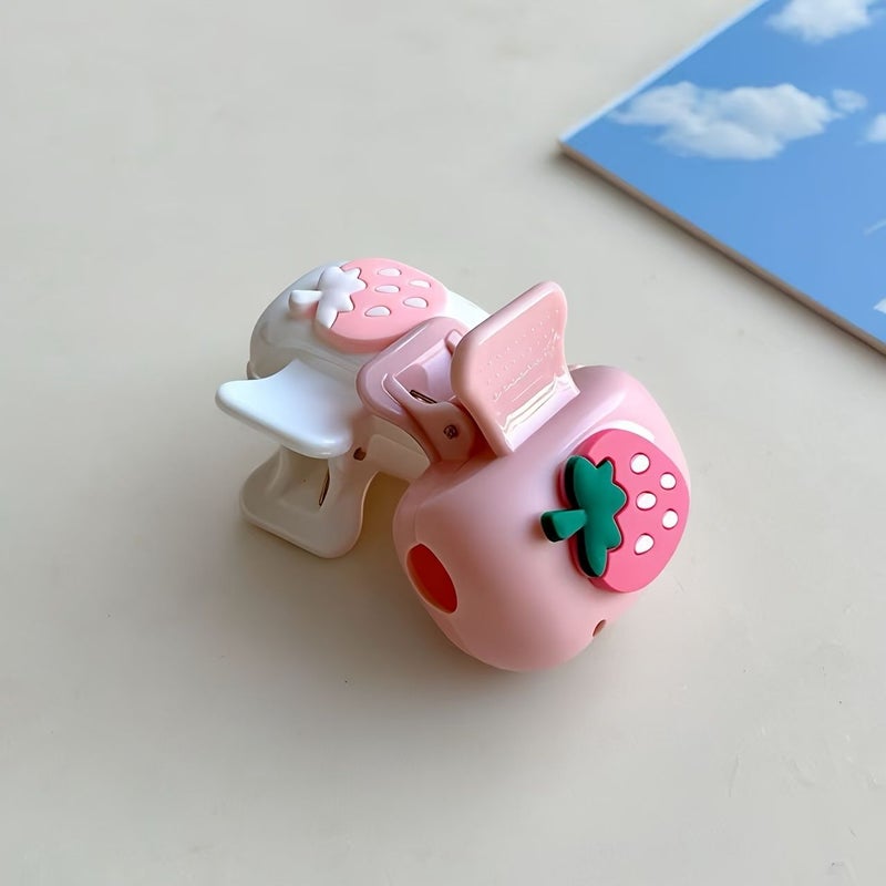 2pcs Cute Strawberry Toothbrush Holder Travel Containers White Pink Design Style Suitable For Home Bathroom Dorm Hotel Studio Convenient To Carry - Image 2