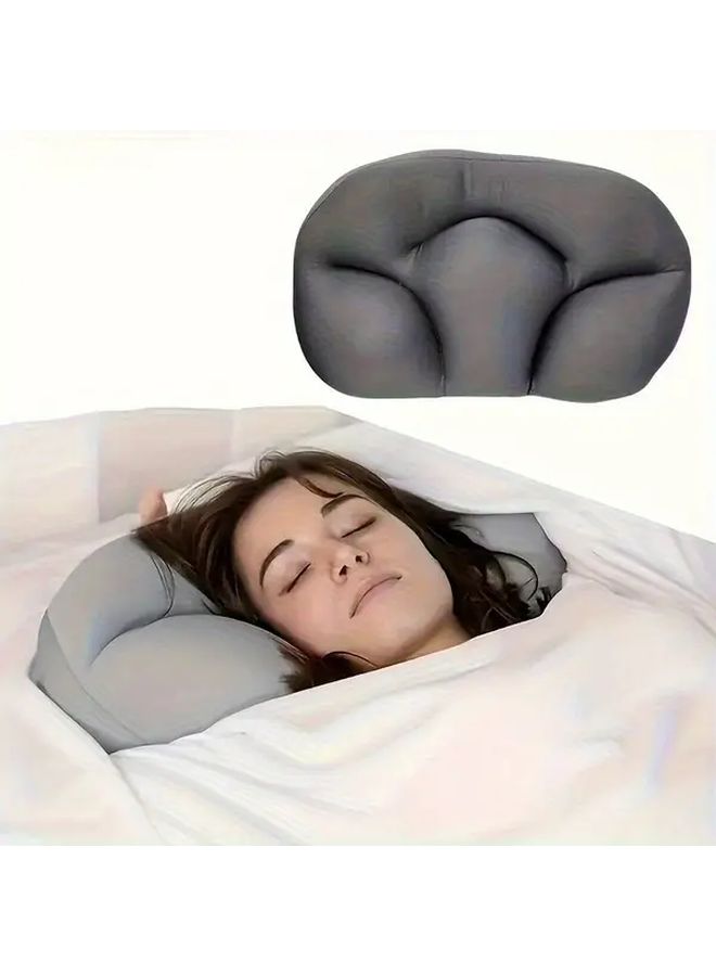 1 قطعة وسادة متعددة الوظائف بتصميم بيضاوي رمادي غامق، مريحة وناعمة وقابلة للتنفس، مناسبة لجميع أوضاع النوم، للاستخدام المنزلي والسفري والمكتبي، التنظيف الجاف فقط. - Image 1