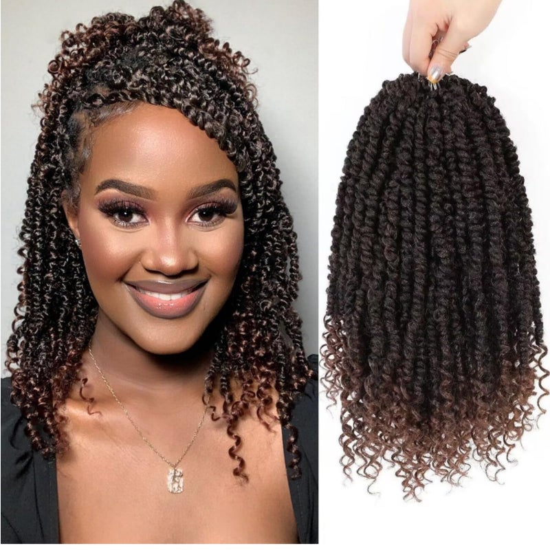 Admutty 12 Inch Pre-Looped Passion Twist Crochet Hair - 8 Packs Pretwisted Bohemian Braiding Hair for Black Women, Soft Tangle-Free Synthetic Hair for Protective Styles, Easy Install Crochet Braids (1B/30) - Image 1