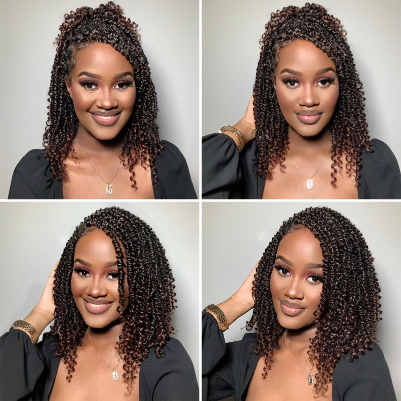 Admutty 12 Inch Pre-Looped Passion Twist Crochet Hair - 8 Packs Pretwisted Bohemian Braiding Hair for Black Women, Soft Tangle-Free Synthetic Hair for Protective Styles, Easy Install Crochet Braids (1B/30) - Image 5