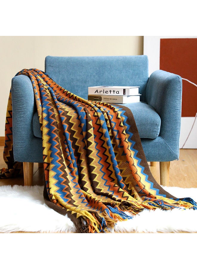 NIBEMINENT Striped Sofa Blanket Polyester Multicolour 130x170cm - Image 3