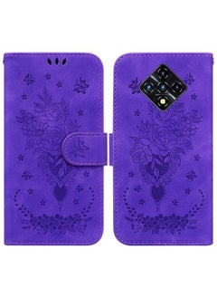 HuHa Case Cover For For Infinix Zero 8 X687 Butterfly Rose Embossed Leather Phone Case(Purple) 