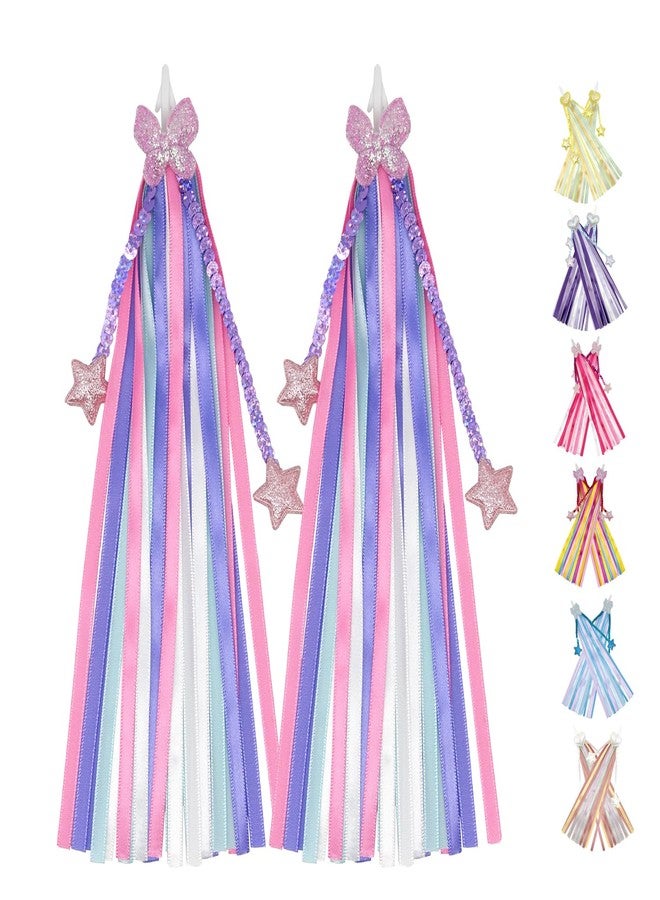 Vortika 1 Pair Bike Streamers, Kid's Bike Tassels, Bicycle Handlebar Streamers Colorful Ribbons, Bike Accessories for Girls Boys (Purple) - Image 1