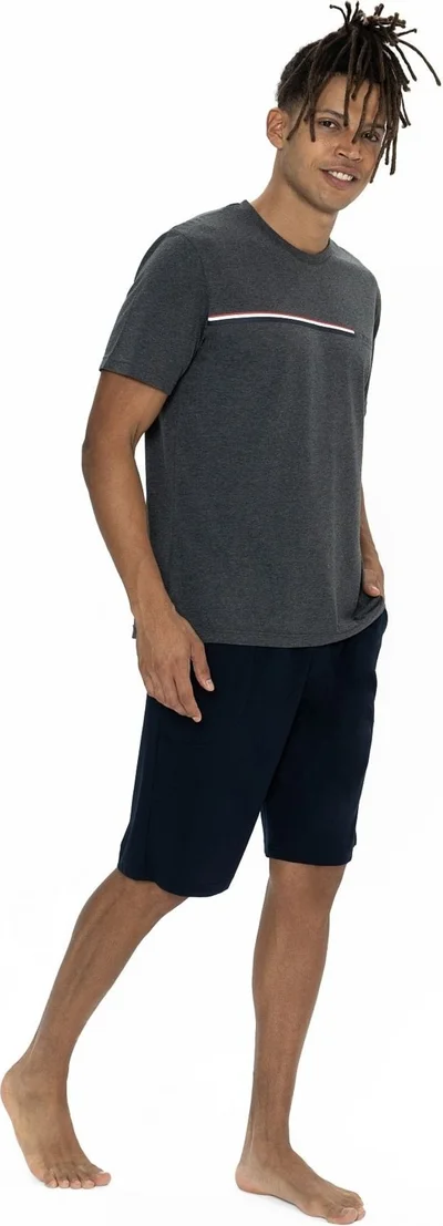 U.S. Polo Assn. 18865 Men's Short Sleeve Crew Neck Shorts Pajama Set-Anthracite Melange