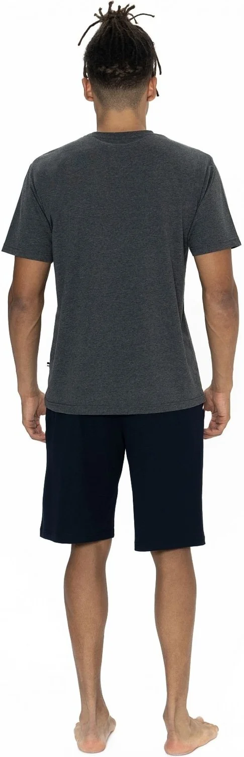 U.S. Polo Assn. 18865 Men's Short Sleeve Crew Neck Shorts Pajama Set-Anthracite Melange