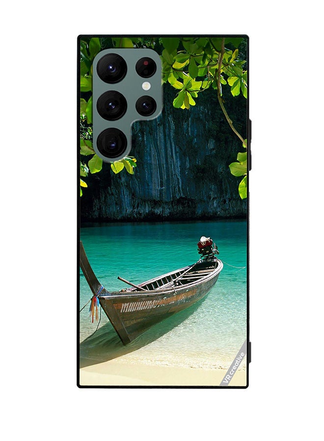 VR CREATIVE Protective Case Cover For Samsung Galaxy S22 Ultra 5G Boat Lake Design Design Multicolour - Image 1