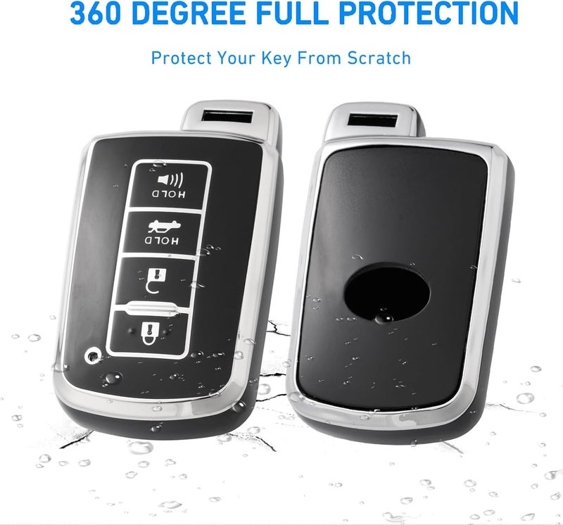 Flensent Key Fob Cover with Keychain for Toyota Models 2012-2019 - Black - Image 3