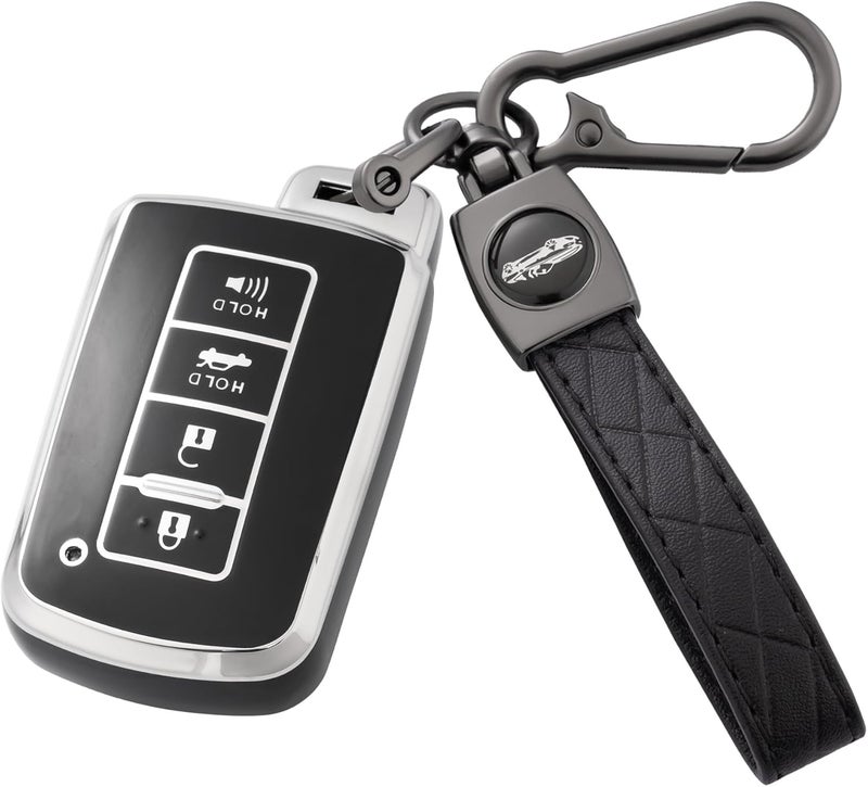 Flensent Key Fob Cover with Keychain for Toyota Models 2012-2019 - Black - Image 1