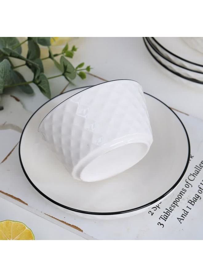 Weimingnuo Nordic Minimalist Ceramic Rice Bowls Home Dinnerware Set Diamond 4.5 Inch Bowls 6 Pieces - Image 4