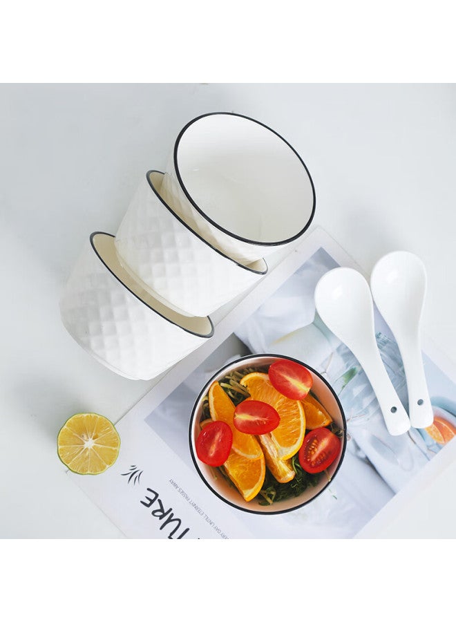 Weimingnuo Nordic Minimalist Ceramic Rice Bowls Home Dinnerware Set Diamond 4.5 Inch Bowls 6 Pieces - Image 1