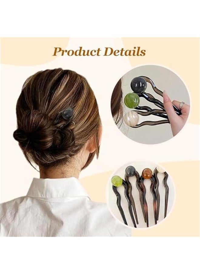 Generic - U Shaped French Hair Pin,French Hair Forks Tortoise Shell for Buns,Wavy Edge French Twist Hair Pin,French Cellulose Acetate U Shaped Hair Pins Fork for Thick Hair Styling Accessories (Dark Grey/2PCS - Image 1