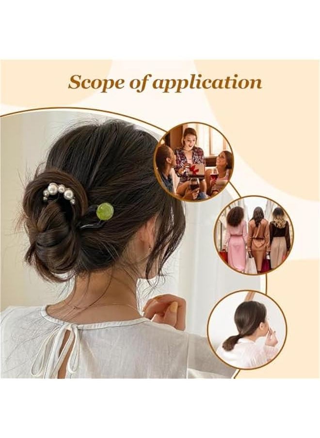 Generic - U Shaped French Hair Pin,French Hair Forks Tortoise Shell for Buns,Wavy Edge French Twist Hair Pin,French Cellulose Acetate U Shaped Hair Pins Fork for Thick Hair Styling Accessories (Dark Grey/2PCS - Image 1