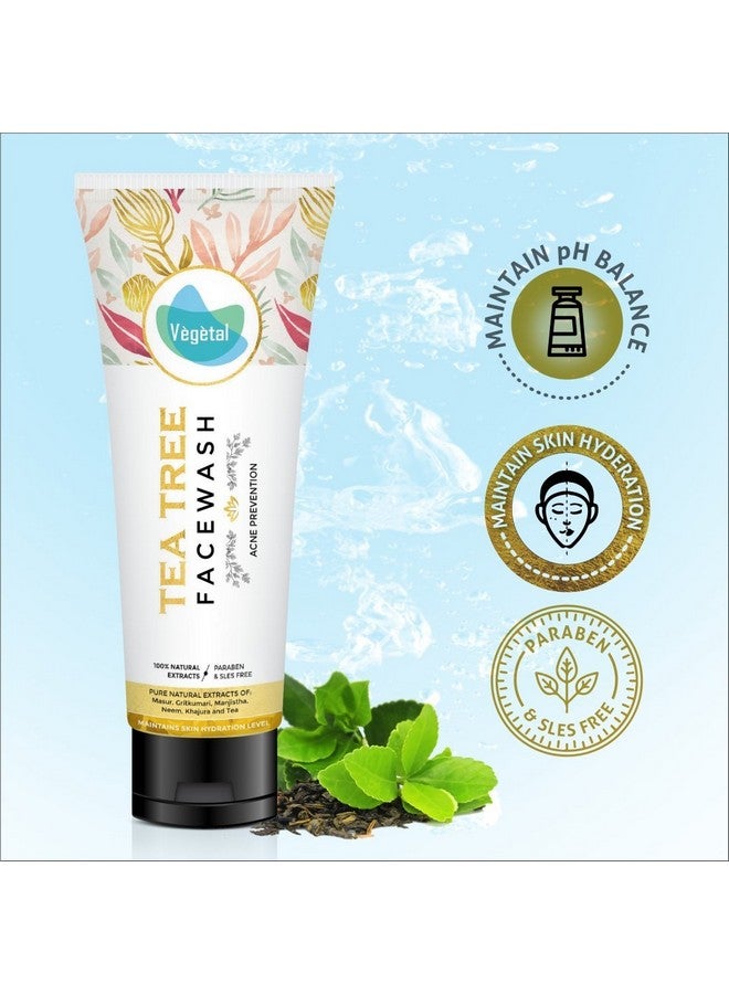 Vegetal Tea Tree Face Wash- Made Of 100% Natural Extracts Of Green Tea, Neem, Manjistha, & Khajoor- Anti Acne, Oil Control, Free Of Parabens, Sles & Harmful Chemicals - Image 5