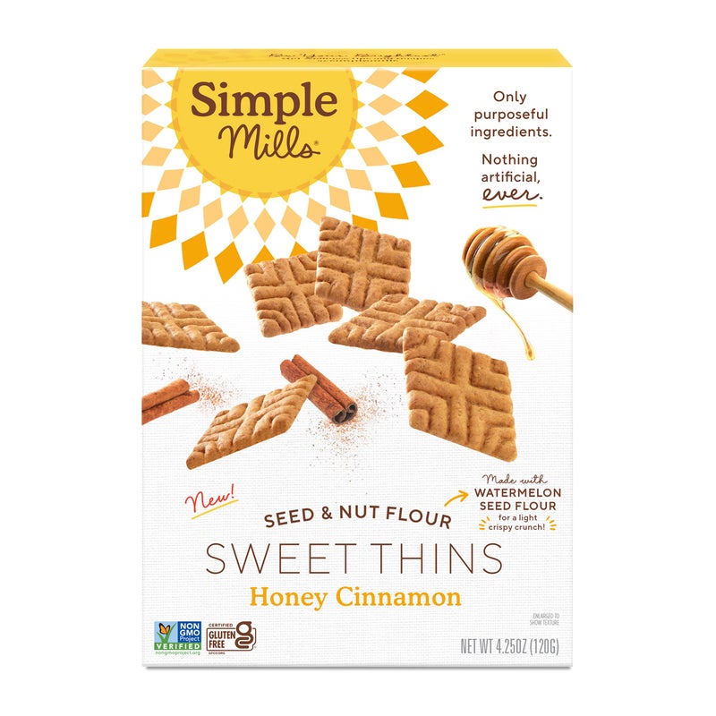 Simple Mills Honey Cinnamon Seed & Nut Flour Sweet Thins, Paleo Friendly & Delicious Sweet Thin Cookies, Good for Snacks, Nutrient Dense, 4.25oz, Pack of 1 - Image 1