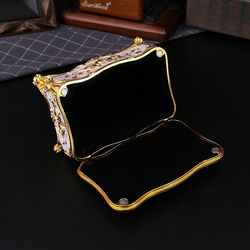 Elegant Pearl Enamel Jewelry Box - European Style Metal Storage for Earrings, Rings & Necklaces - Image 4