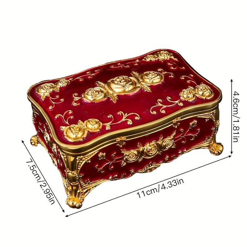 Elegant Pearl Enamel Jewelry Box - European Style Metal Storage for Earrings, Rings & Necklaces - Image 1