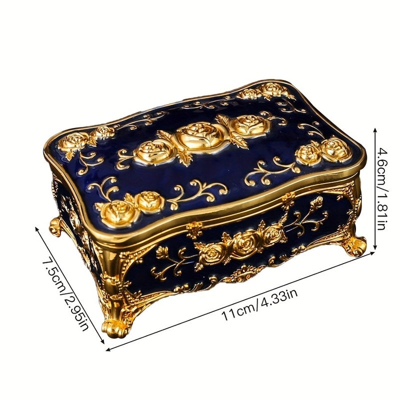 Elegant Pearl Enamel Jewelry Box - European Style Metal Storage for Earrings, Rings & Necklaces - Image 5