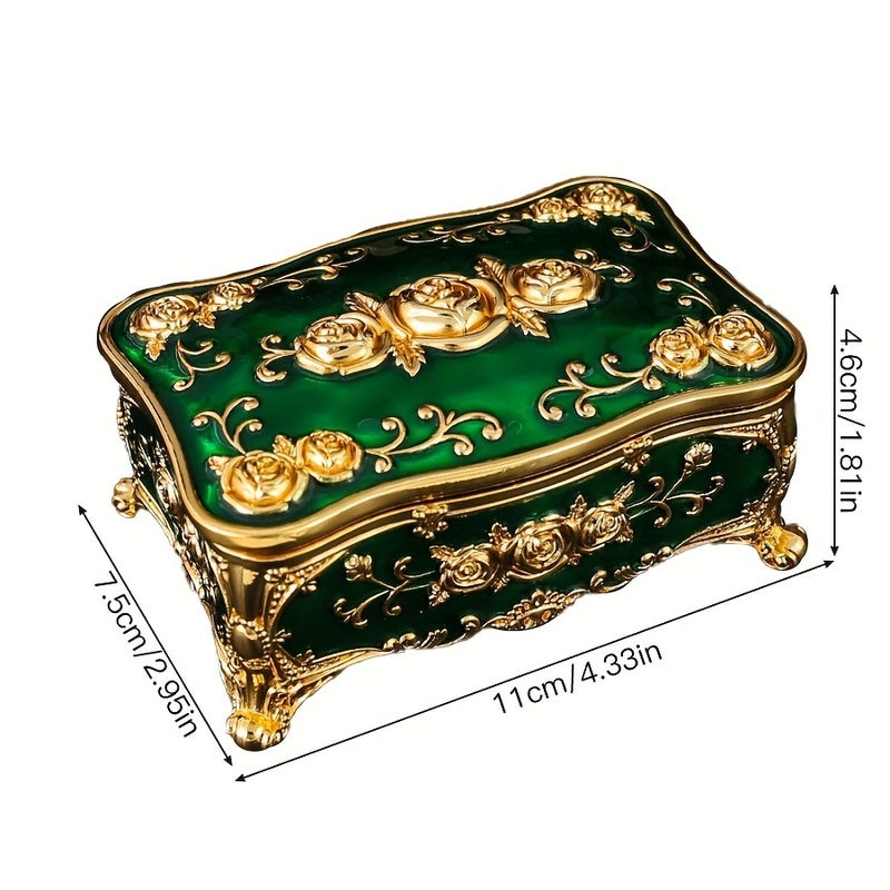 Elegant Pearl Enamel Jewelry Box - European Style Metal Storage for Earrings, Rings & Necklaces - Image 3