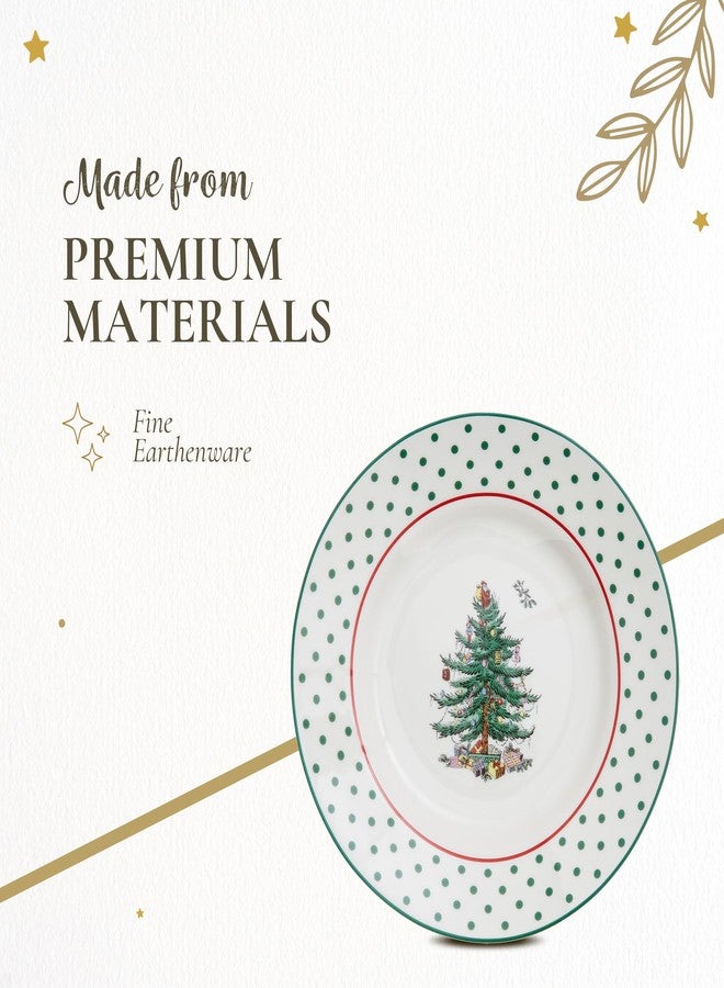 Spode Christmas Tree 6" Polka Dot Tidbit Plates (Set of 4) - Round Appetizer Plates with Festive Polka Dot Border - Dishwasher, Microwave & Freezer Safe Porcelain for Holiday Entertaining - Image 4