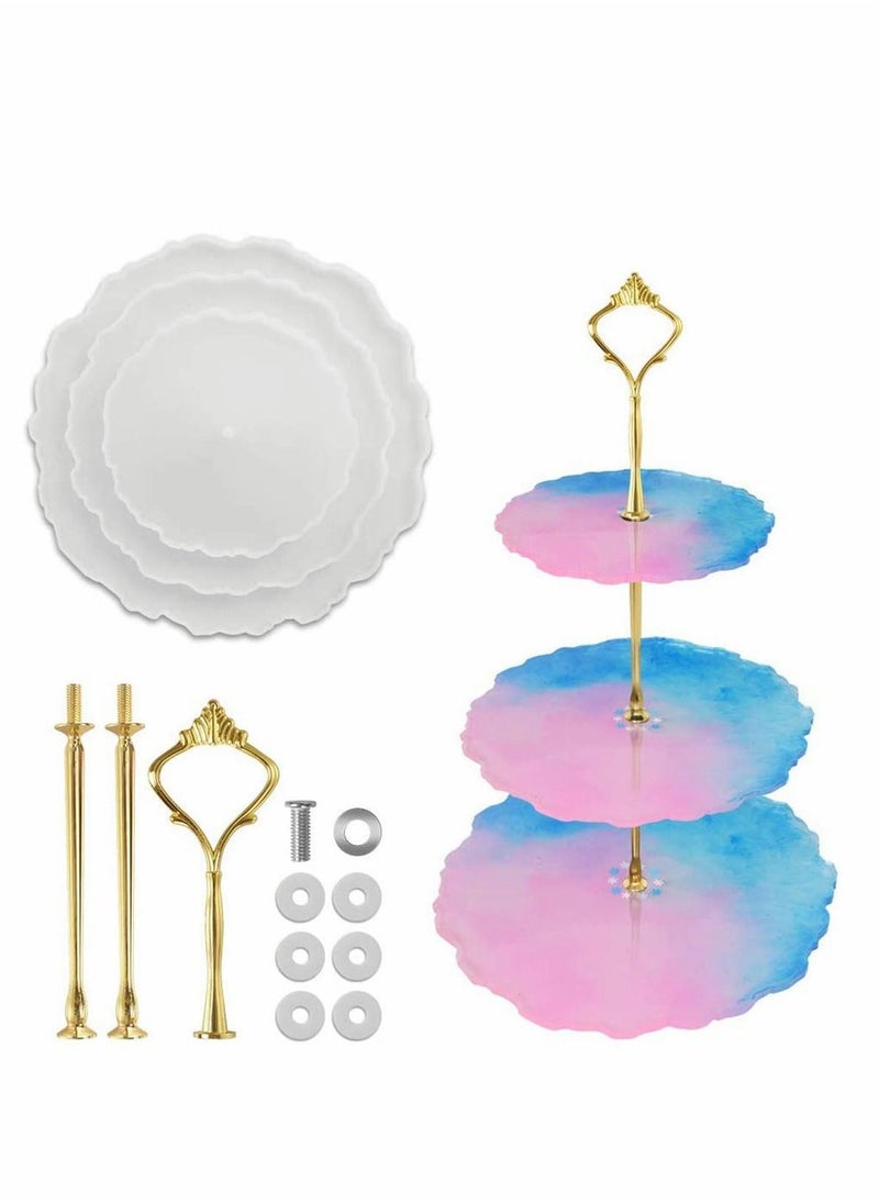 Y&D - 3 Tier Round Cake Stand Party Food Server Display Set Dessert Slate Serving White Porcelain with New Fittings (3 Stand) - Image 1