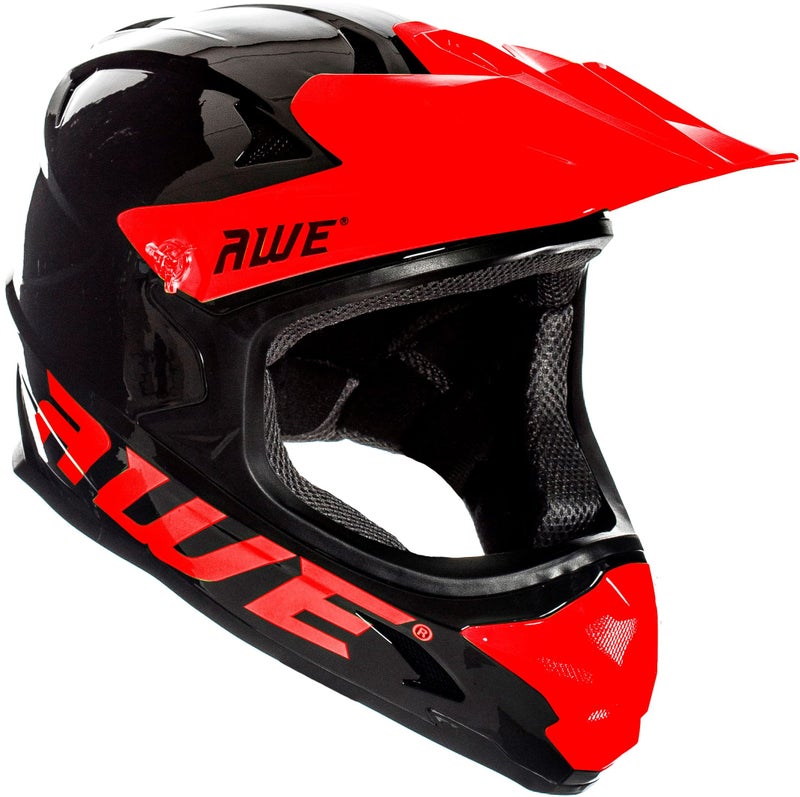 Awe AWE® AWEBlast™ FREE 5 YEAR CRASH REPLACEMENT* BMX/Downhill/Full Face/Enduro Helmet Black/Red Medium 56-58cm CE EN1078 - Image 1