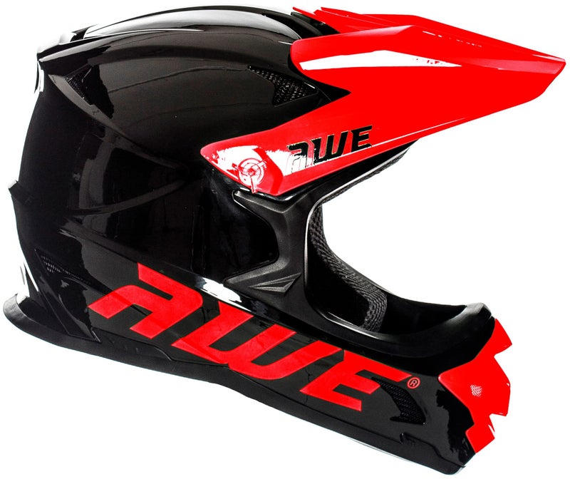 Awe AWE® AWEBlast™ FREE 5 YEAR CRASH REPLACEMENT* BMX/Downhill/Full Face/Enduro Helmet Black/Red Medium 56-58cm CE EN1078 - Image 2