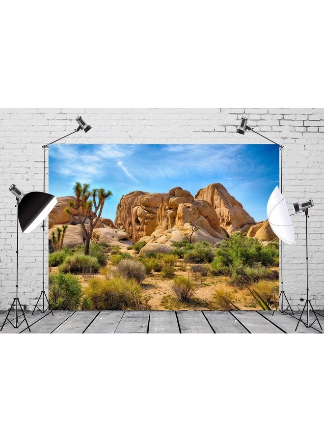 BELECO 5X3Ft Fabric Desert Backdrop Joshua Tree National Park Photography Backdrop Odd Trees Rocky Mountains Natural Scenery Holiday Background Hiking Camping Pictures Home Decor Photo Studio Props - Image 3