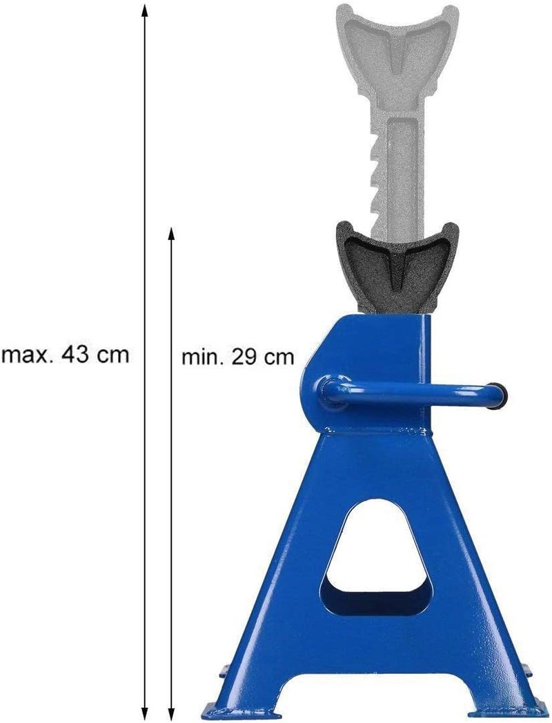 Generic Autofather Heavy Duty 3 Ton Axle Stands for Car Van 4x4 Caravan Garage Workshop Steel Robust Construction Support Lift 29-43cm, Pack of 2  - Image 2
