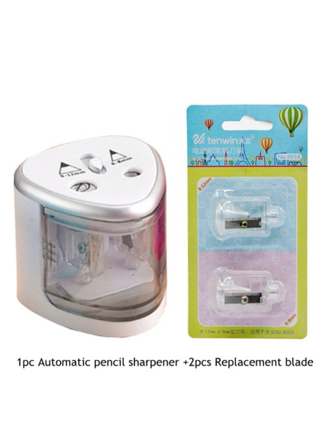 تن ون الكهربائية مزدوجة حفرة براية أقلام مجموعة مع 2 استبدال شفرات جهد شحذ للفنانين والطلاب - Image 3