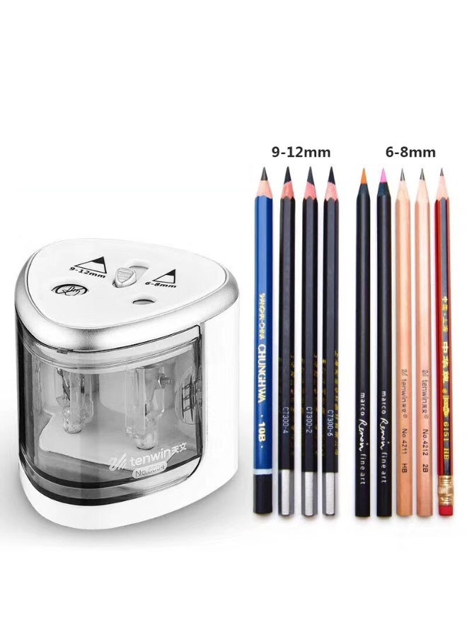 تن ون الكهربائية مزدوجة حفرة براية أقلام مجموعة مع 2 استبدال شفرات جهد شحذ للفنانين والطلاب - Image 2