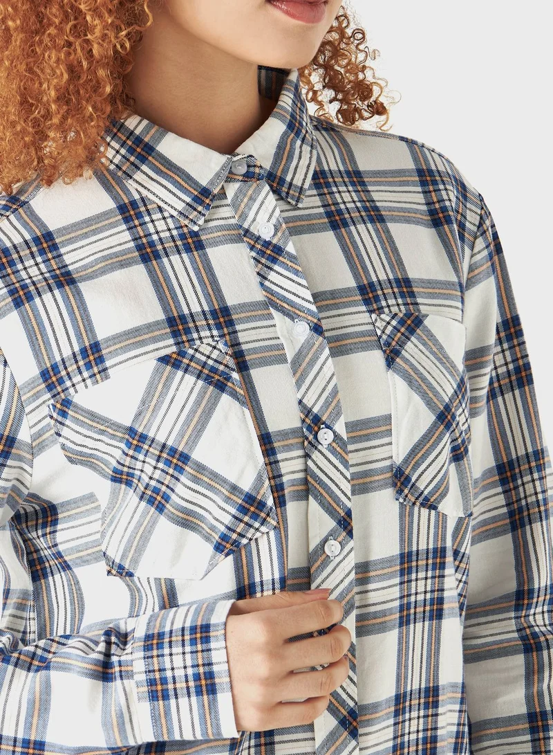 لي كوبر Checked Button Down Denim Shirt