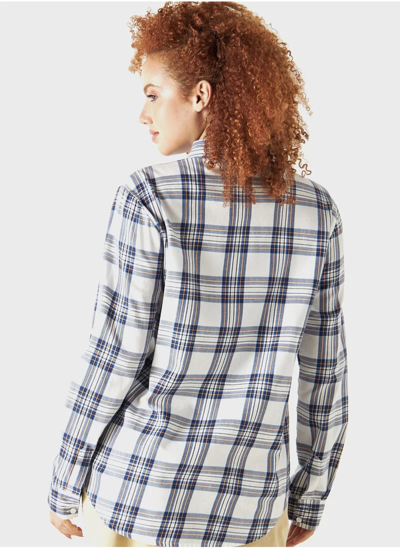 لي كوبر Checked Button Down Denim Shirt