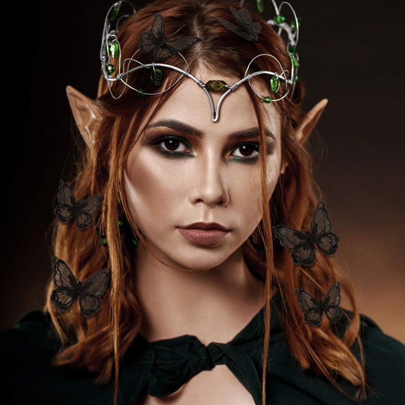 WILLBOND 18 Pcs Butterfly Hair Clip Lace Bows Double-sided Embroidery Butterfly Hair Barrettes Accessories for Women Wedding Birthday Party Favors Decorations, 2 Sizes(Black) - Image 5