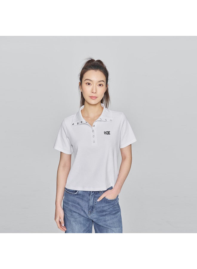 LEE 25 Early Spring New Slim Fit Turn-Down Collar Flash Logo Women'S Short-Sleeved Polo Shirt - Image 2
