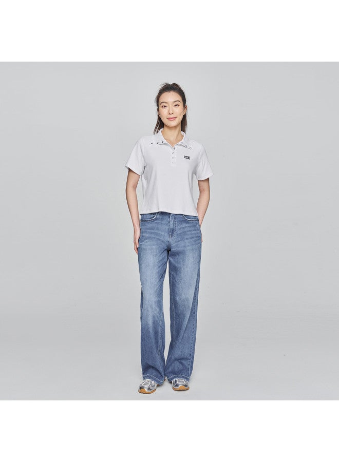 LEE 25 Early Spring New Slim Fit Turn-Down Collar Flash Logo Women'S Short-Sleeved Polo Shirt - Image 4