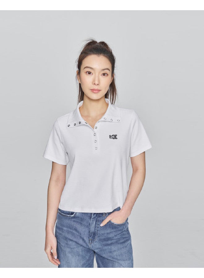 LEE 25 Early Spring New Slim Fit Turn-Down Collar Flash Logo Women'S Short-Sleeved Polo Shirt - Image 1