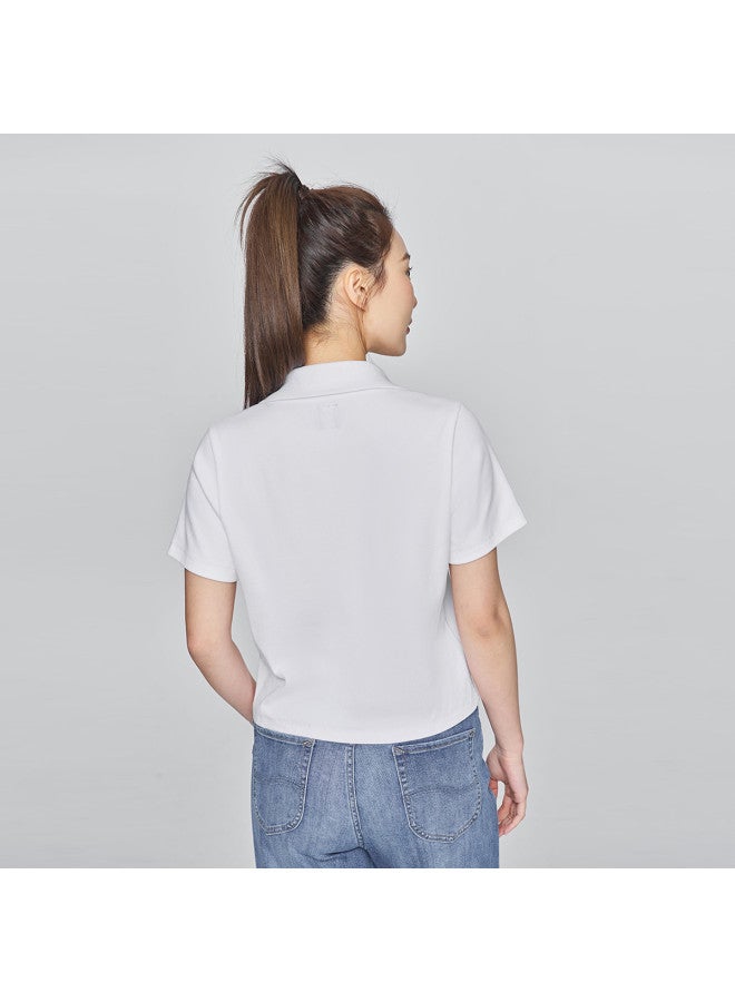 LEE 25 Early Spring New Slim Fit Turn-Down Collar Flash Logo Women'S Short-Sleeved Polo Shirt - Image 3