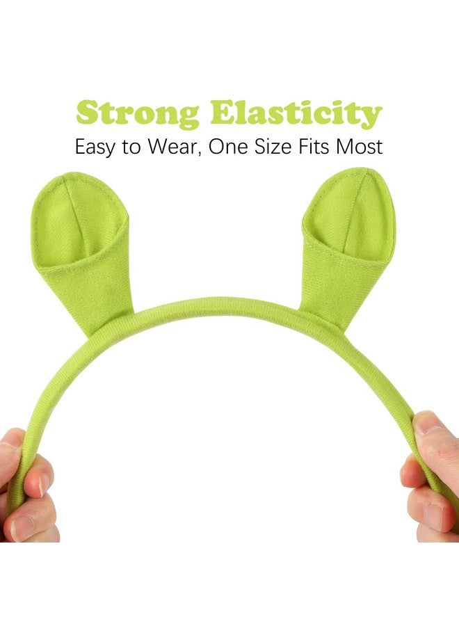 2 Pack Green Plush Donkey Ears Headband Horns Headband,Halloween Christmas Festival Theme Party Animal Cosplay Costume Headwear