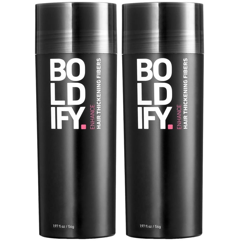 BOLDIFY Hair Fibers (2 x 56g) - Fill In Thinning and Fine Hair for an Instantly Fuller, Thicker Look - 14 Shades for Women & Men - Dark Brown - Image 1