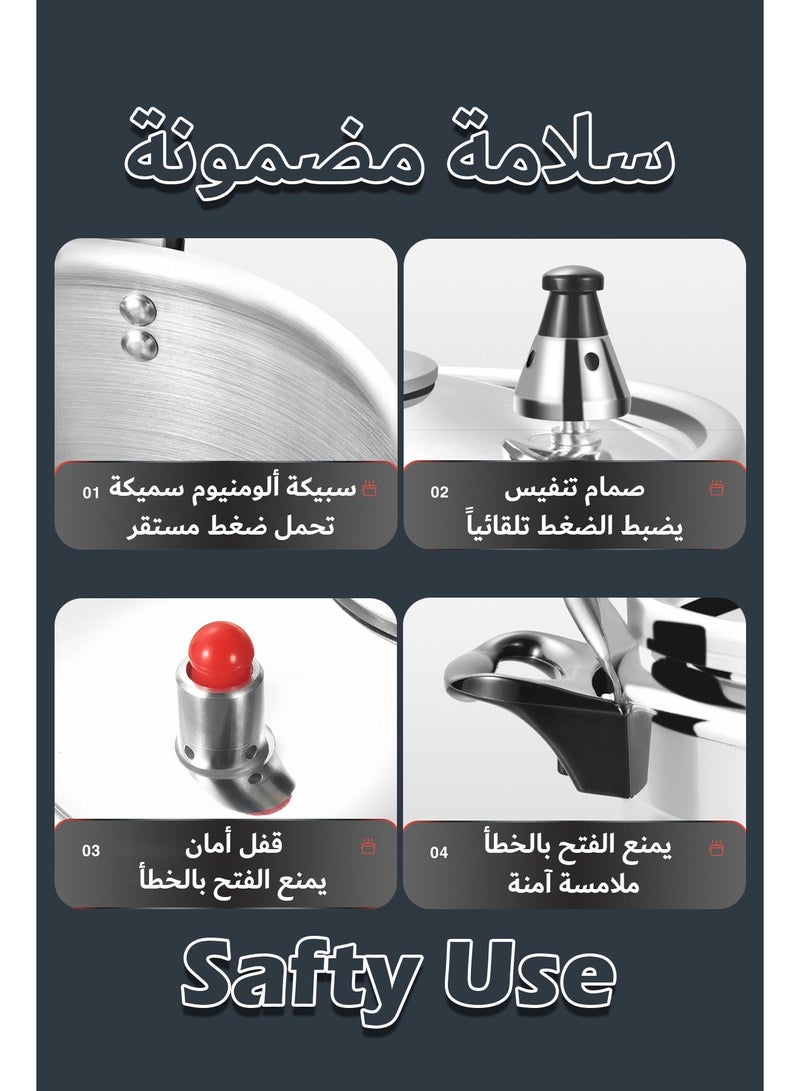 Pressure Cooker, 7 Liter Aluminium Pressure Pot, 100 KPA Arabic Cooker with Safety Lock, 7L Pressure Cooker - Image 5