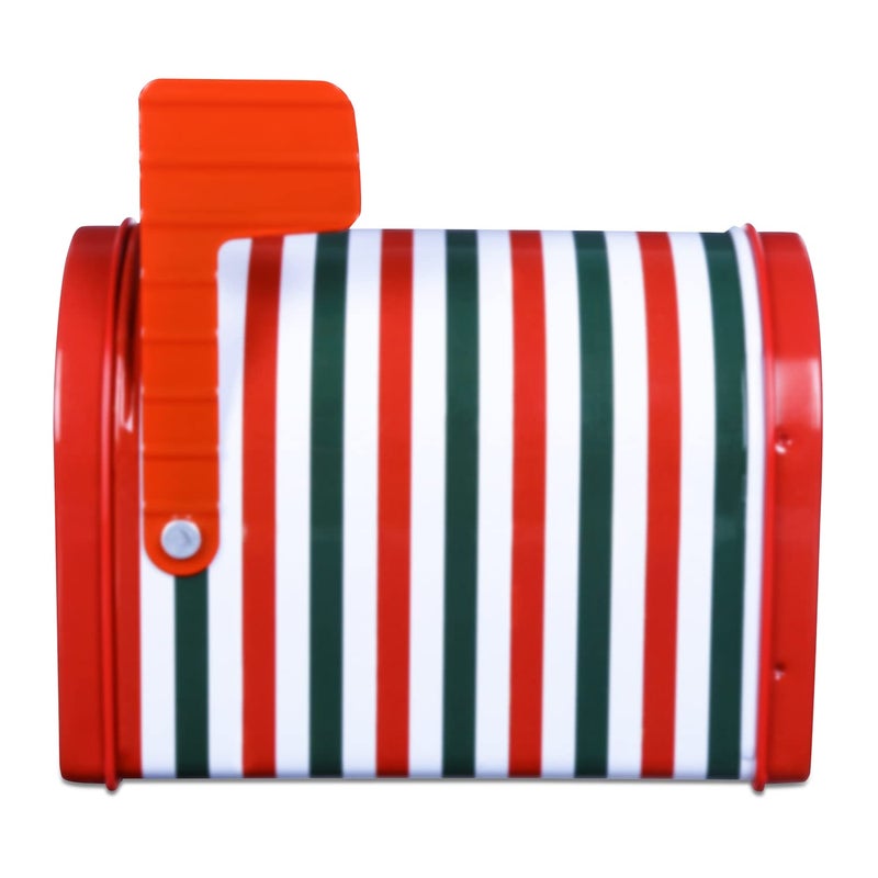 A Vintage Affair A Vintage Affair HOME DECOR Christmas Trunk Stripes Mini Post Box Design Rectangular Metal Storage Container Christmas Gifts Collection Utility Box For Kitchen - Image 5