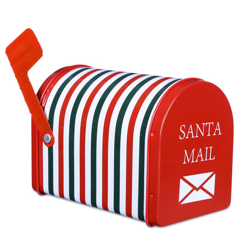 A Vintage Affair A Vintage Affair HOME DECOR Christmas Trunk Stripes Mini Post Box Design Rectangular Metal Storage Container Christmas Gifts Collection Utility Box For Kitchen - Image 3