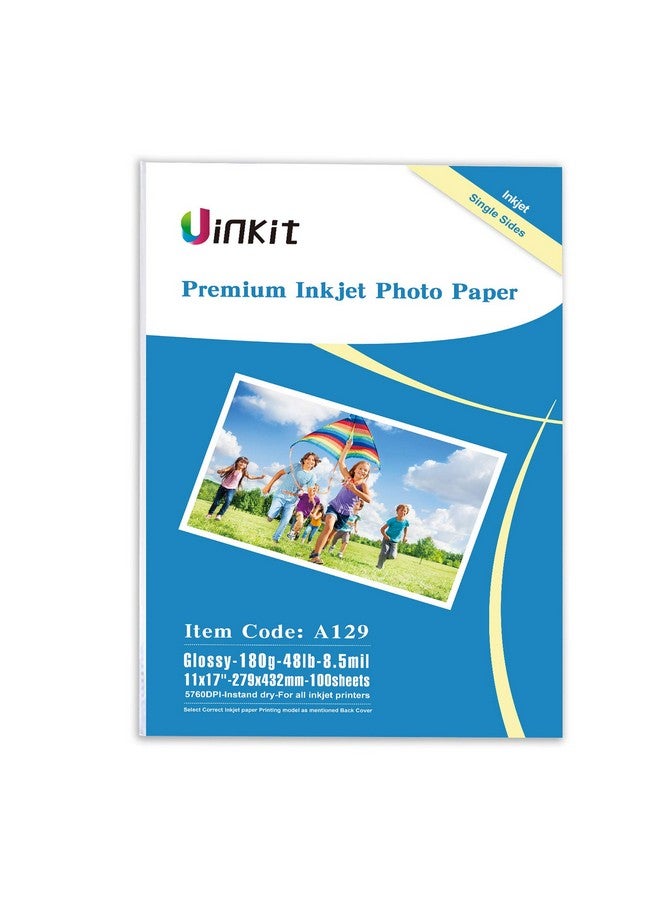 Uinkit 100 Sheets Photo Paper Glossy 11X17 Inkjet 48Lb Single Side Print Poster Playbill Obituary Papers For Funerals Bulletin Gallery Show Photographic 11 X 17 Copy Printing A3 Value Packed - Image 1