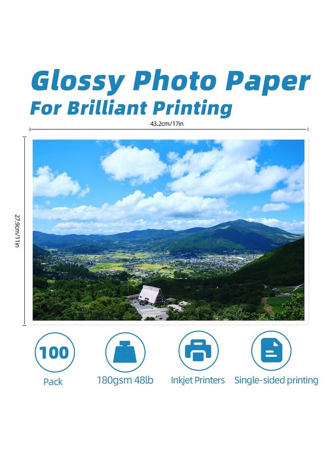 Uinkit 100 Sheets Photo Paper Glossy 11X17 Inkjet 48Lb Single Side Print Poster Playbill Obituary Papers For Funerals Bulletin Gallery Show Photographic 11 X 17 Copy Printing A3 Value Packed - Image 2