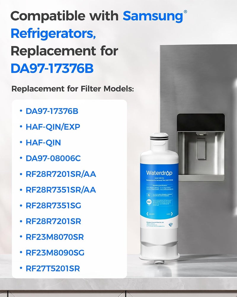 Waterdrop WD-F45 Replacement Water Filter for Samsung DA97-17376B, NSF Certified (2 Pack) - Image 2