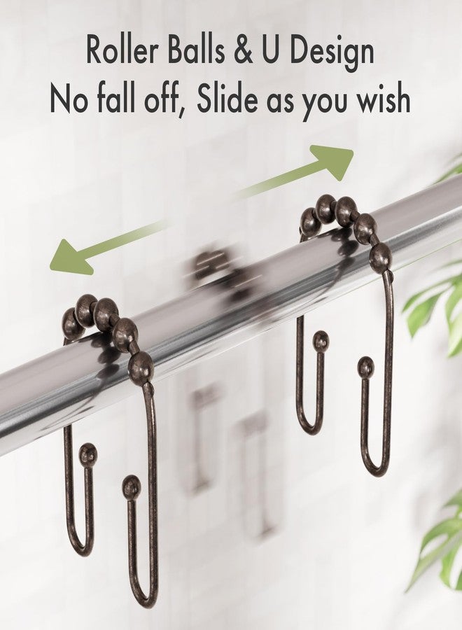 AmazerBath Shower Curtain Hooks Bronze Shower Curtain Rings Rust Proof, Non-Slip Shower Curtain Double Hooks, Smooth Metal Shower Hooks for Shower Curtain Liner Bathroom, 12Pcs Shower Rod Hooks - Image 4